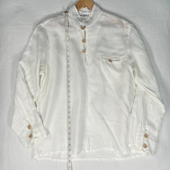 B.Loose Linen Blouse Long Sleeve Coastal Minimalist European Vacation Lagenlook - Picture 14 of 16